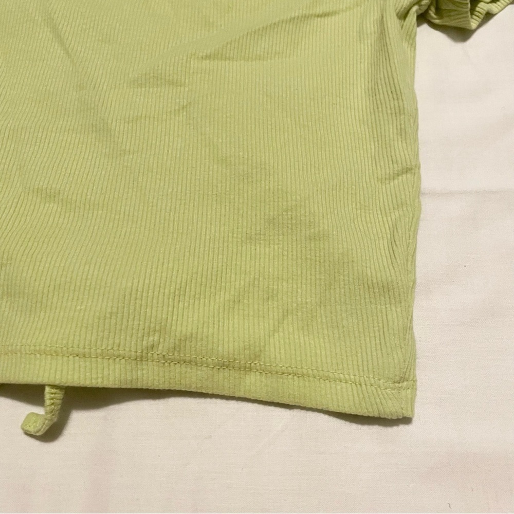Zara Drawstring Scrunched V-Neck Cropped Ribbed T-Shirt Small - Picture 15 of 16